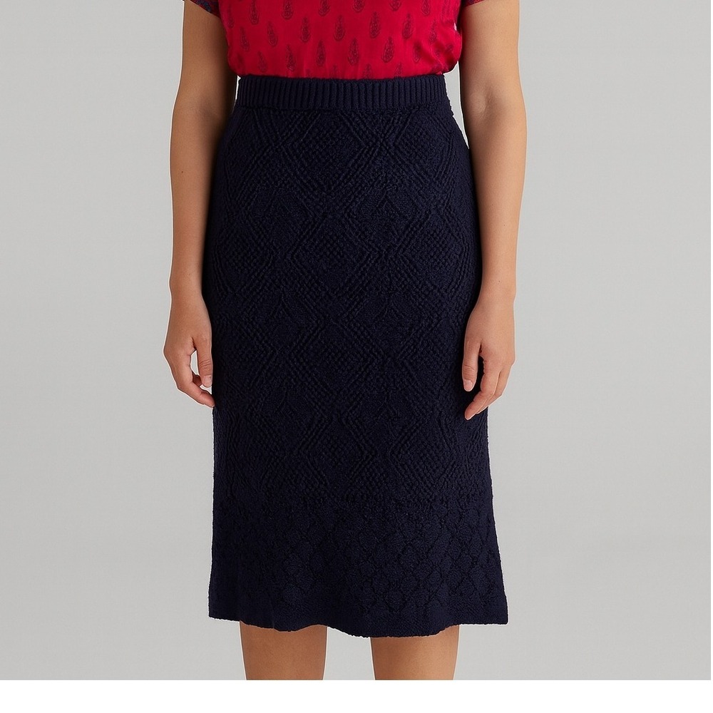 freshman1996 Navy Knit Midi Skirt Women's Size‎ M